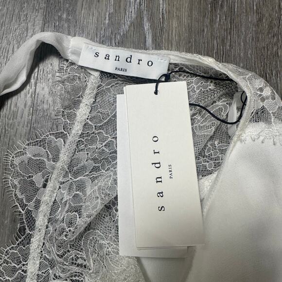 SANDRO Dilan Open Back Romper In Ecru NEW - Picture 5 of 8